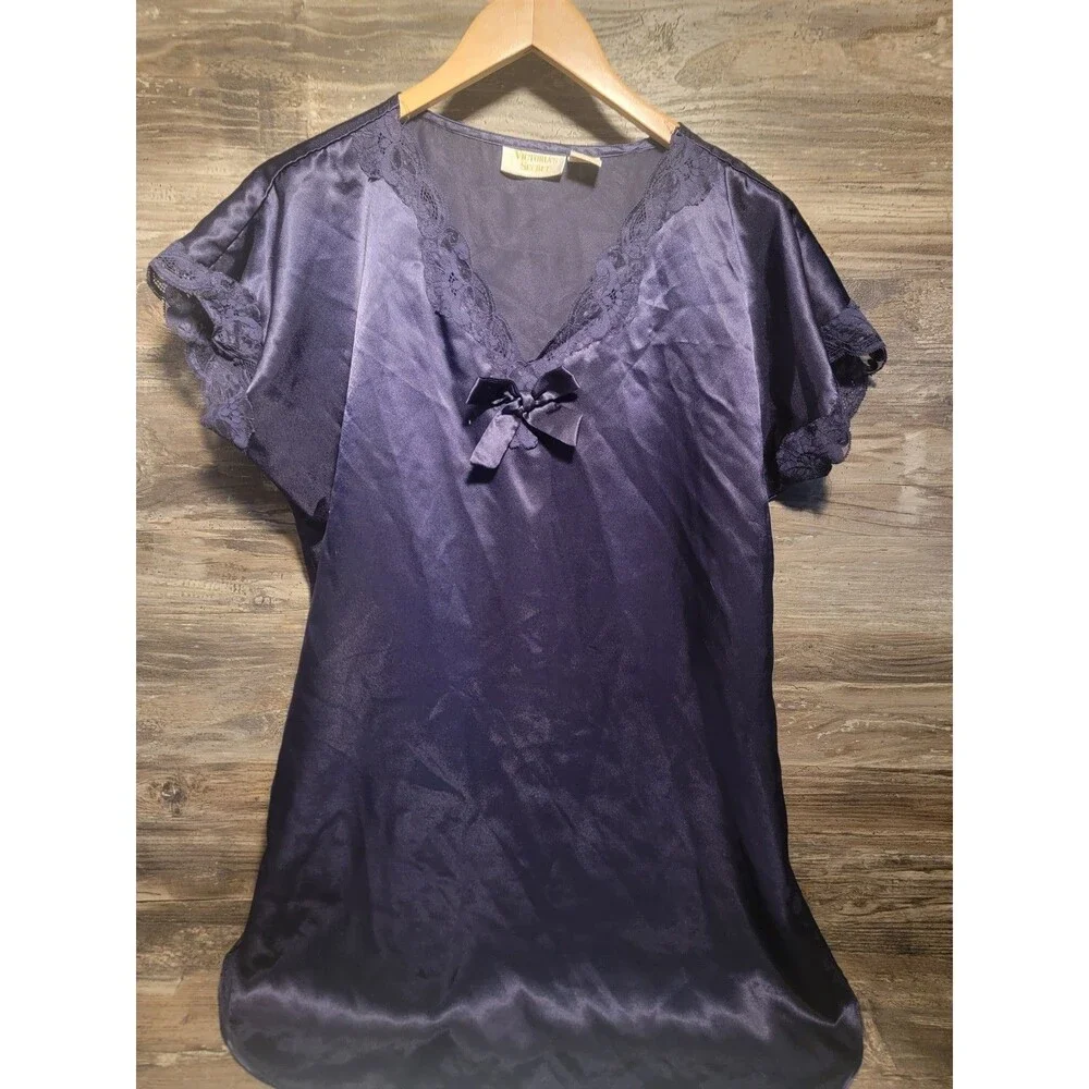 VTG Victoria's‎ Secret Women's P/S Purple Teddy Gold Label Lingerie Slip Dress